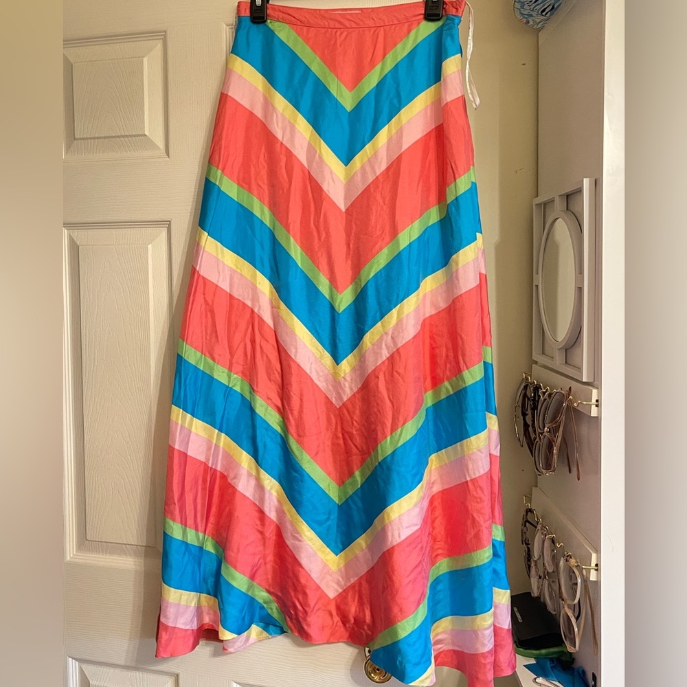 Lilly Pulitzer GUC W/FLAW Colorful Chevron Maxi Skirt (needs rehemmed)